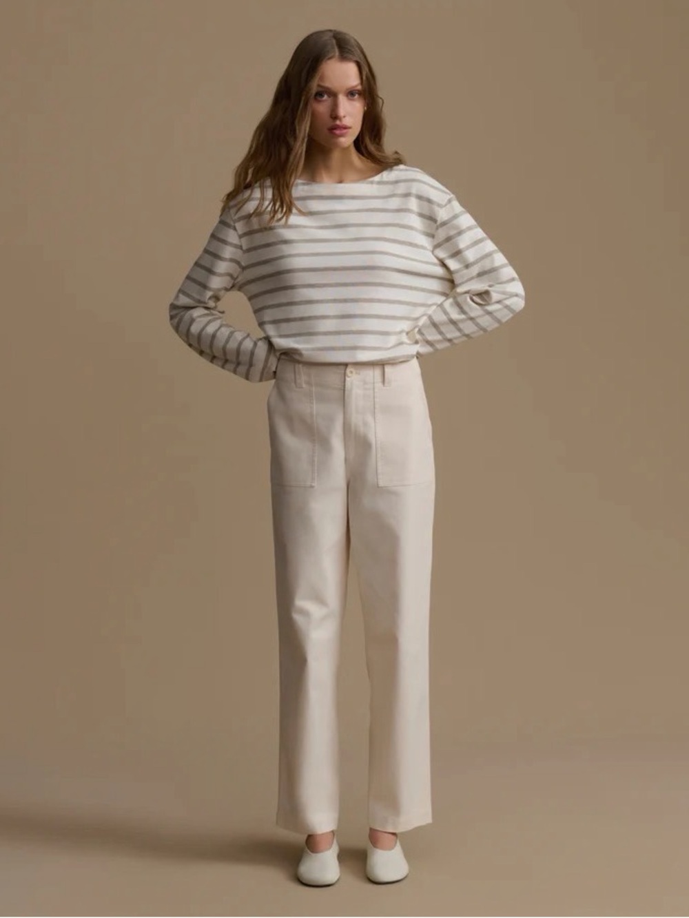 Jenni Kayne Cream Cargo Cotton Pants, Size 4